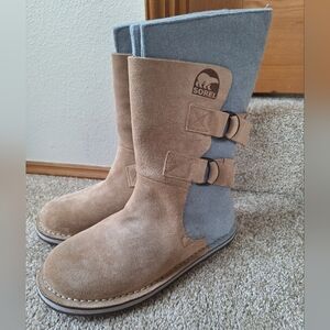 NWOT Sorel Chipahko Unisex Felt And Suede Boot Tan/Gray Size Men 6 Wm 8